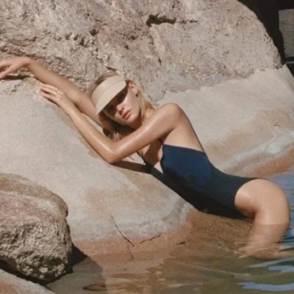 NWT Lack of Color Tan Beige Vegan Faux Leather Adjustable Visor Hat Cap $150.00 - Picture 1 of 12